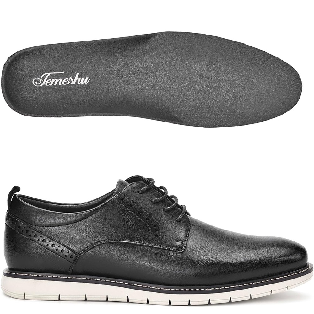 Men's Casual Oxfords Plain Toe Business Formal Dress Shoes Brown Black 10.5